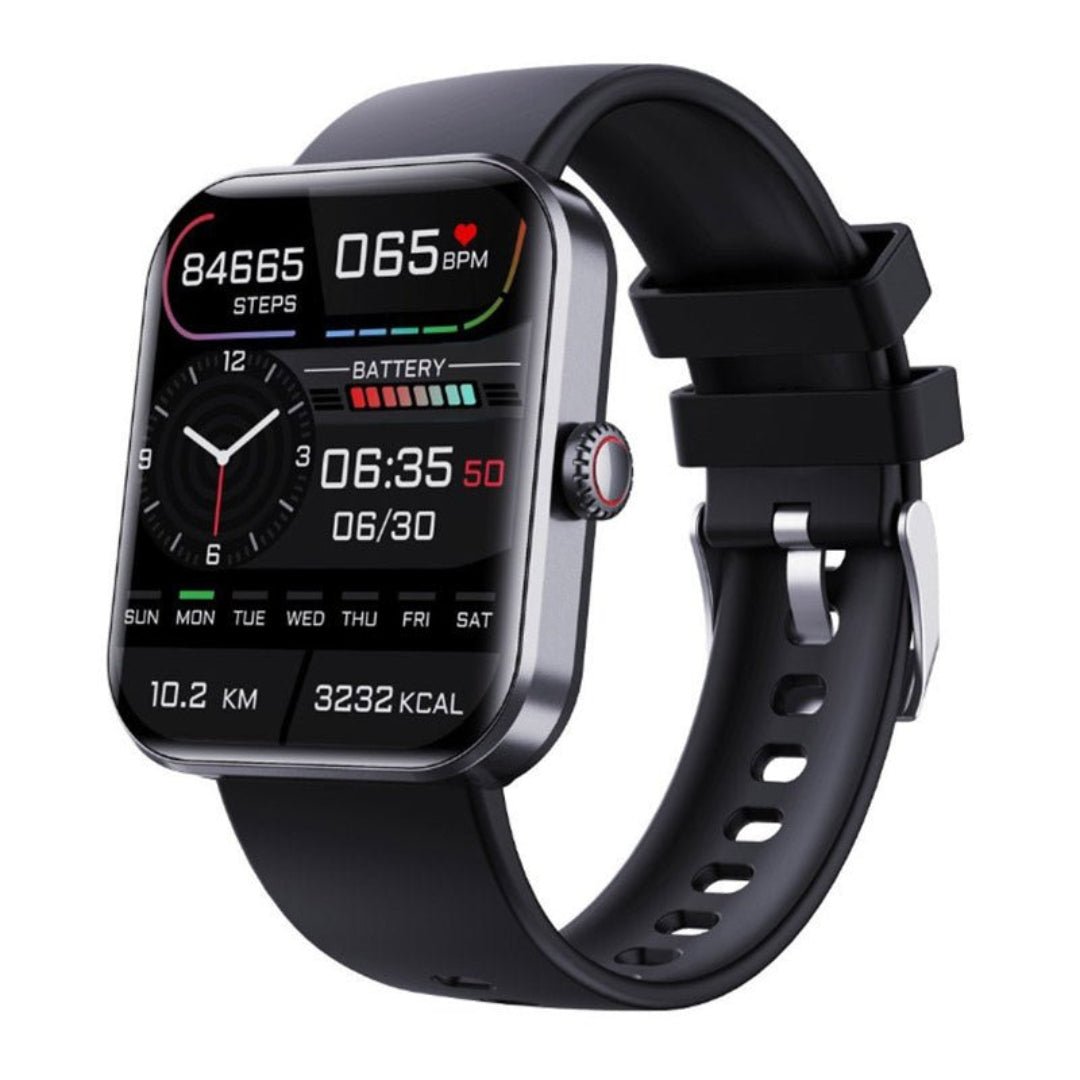 GlucoWatch product display showing activity and heart-rate style metrics